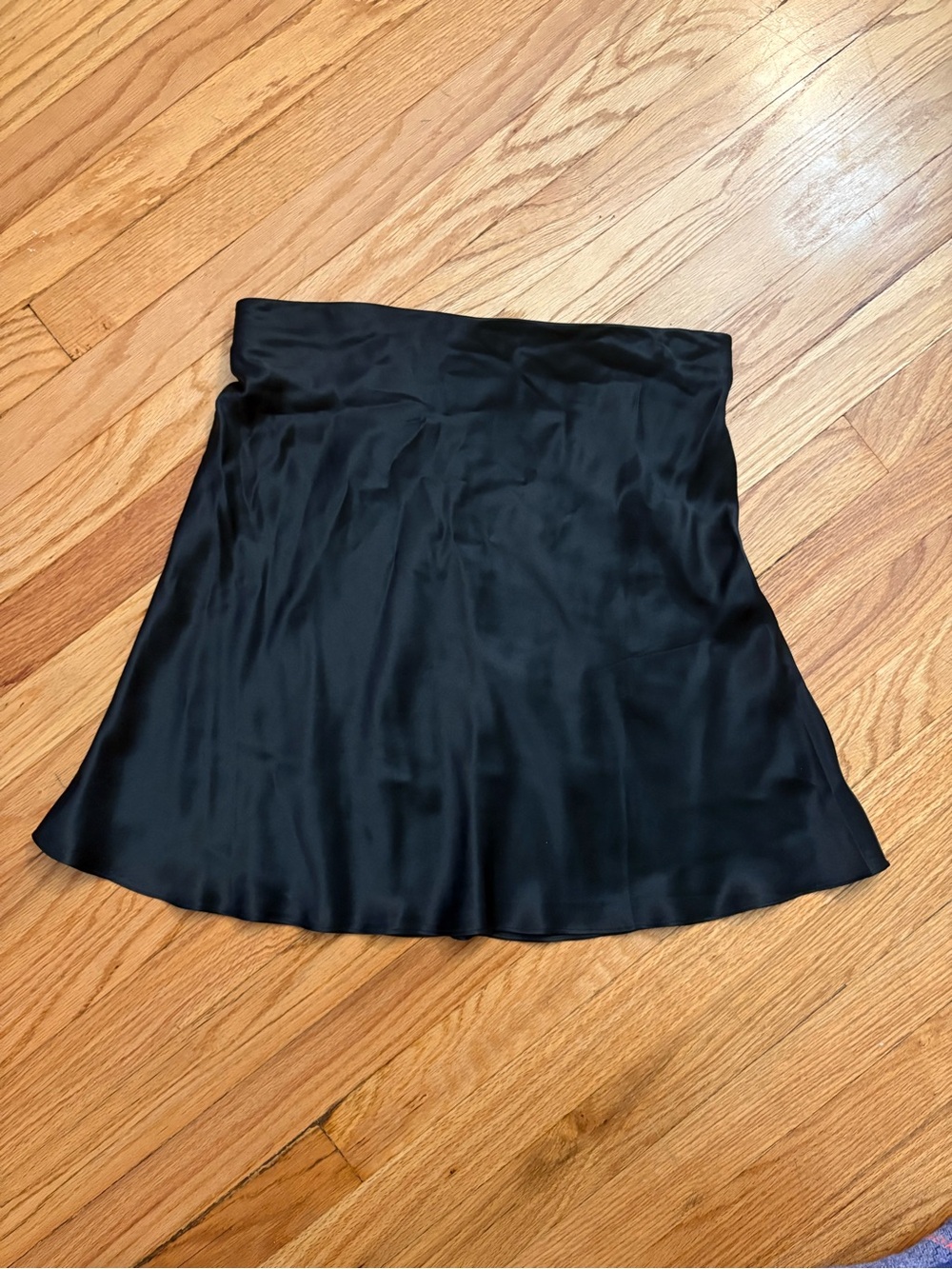 Quince Black Satin A-Line Mini Skirt
